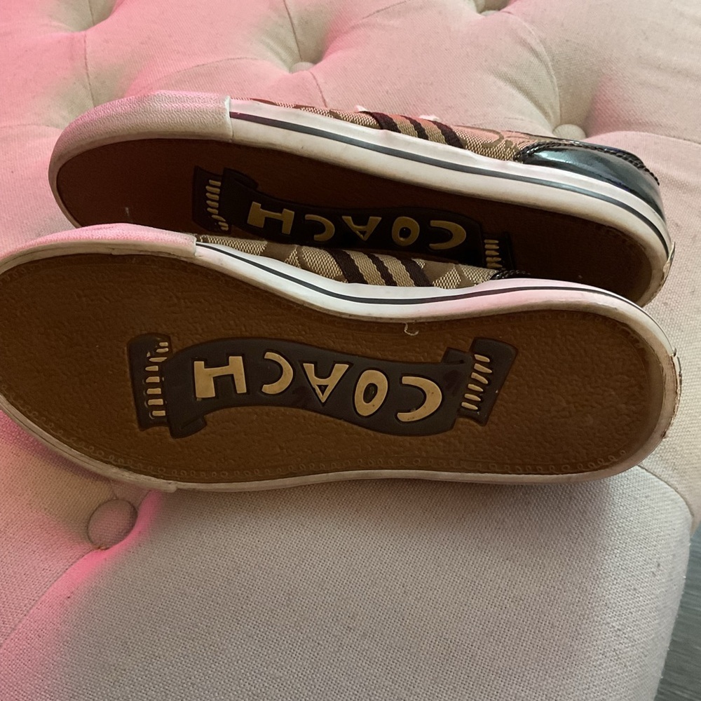 Coach Tan Monogram Lace-Up Sneakers SIZE 7 - Picture 6 of 7